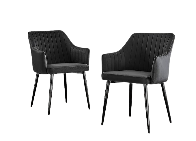 Cheltenham Square Velvet Black Dining Chairs (Sold in Pairs)