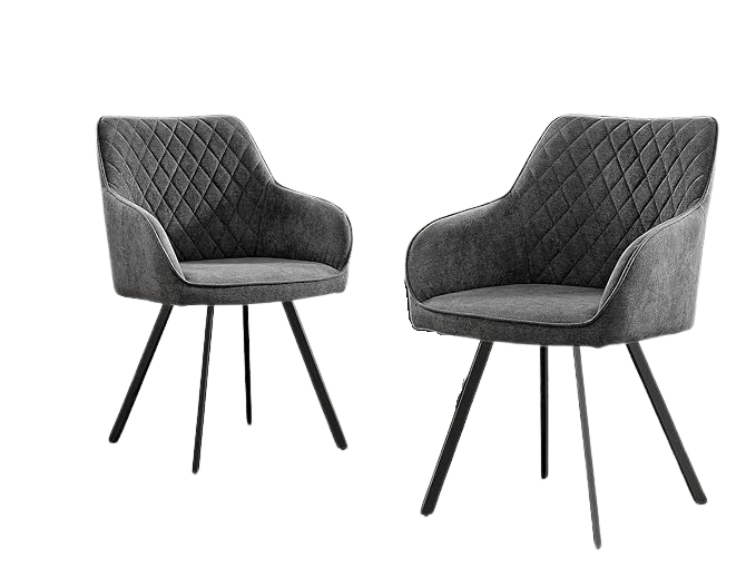 Leamington Fabric Dark Grey Dining Chairs (Sold in Pairs)